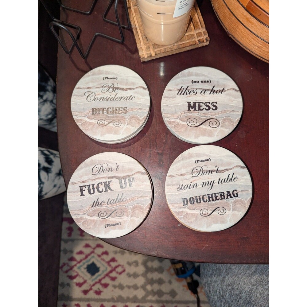 Set Of 8 Novelty‎ Coasters Adult Drinking - BLACK